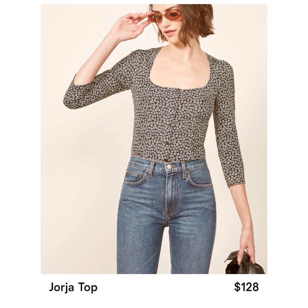 Reformation Jorja Black Ivory Floral top